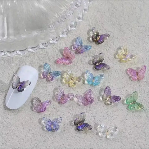 3D Crystal Colorful Mixed Kawaii Butterfly And Bow Art Gems, Flatback Figurines for Scrapbook, Wedding, Nail Art, Crafts and Nail art accessories