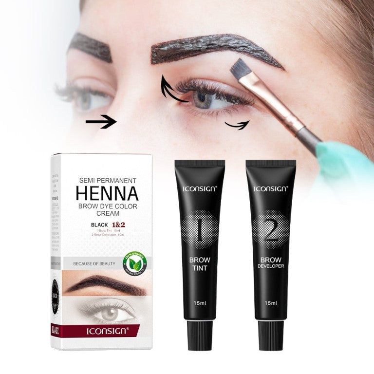 Iconsign Henna Lash Tint -Eyebrow Tint Dye Kit for Brow Hair and Skin