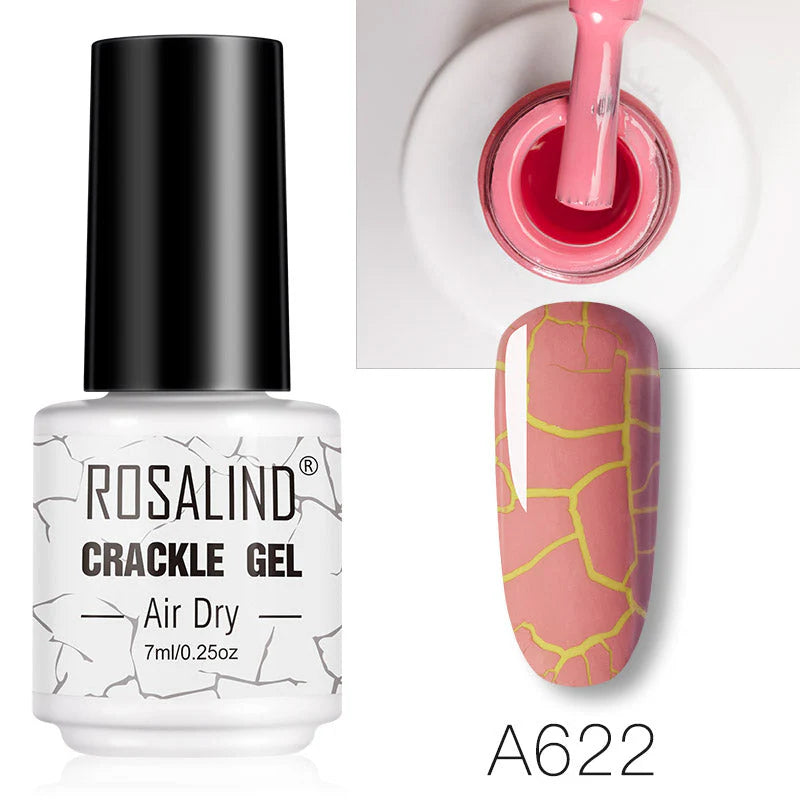 Rosalind Nail Polish Crackle Gel, Colors Gel Nail Polish Cracking Glue Burst Glue Nail Polish Air Dry for Nail Art Design Salon Quality DIY Home 7ML