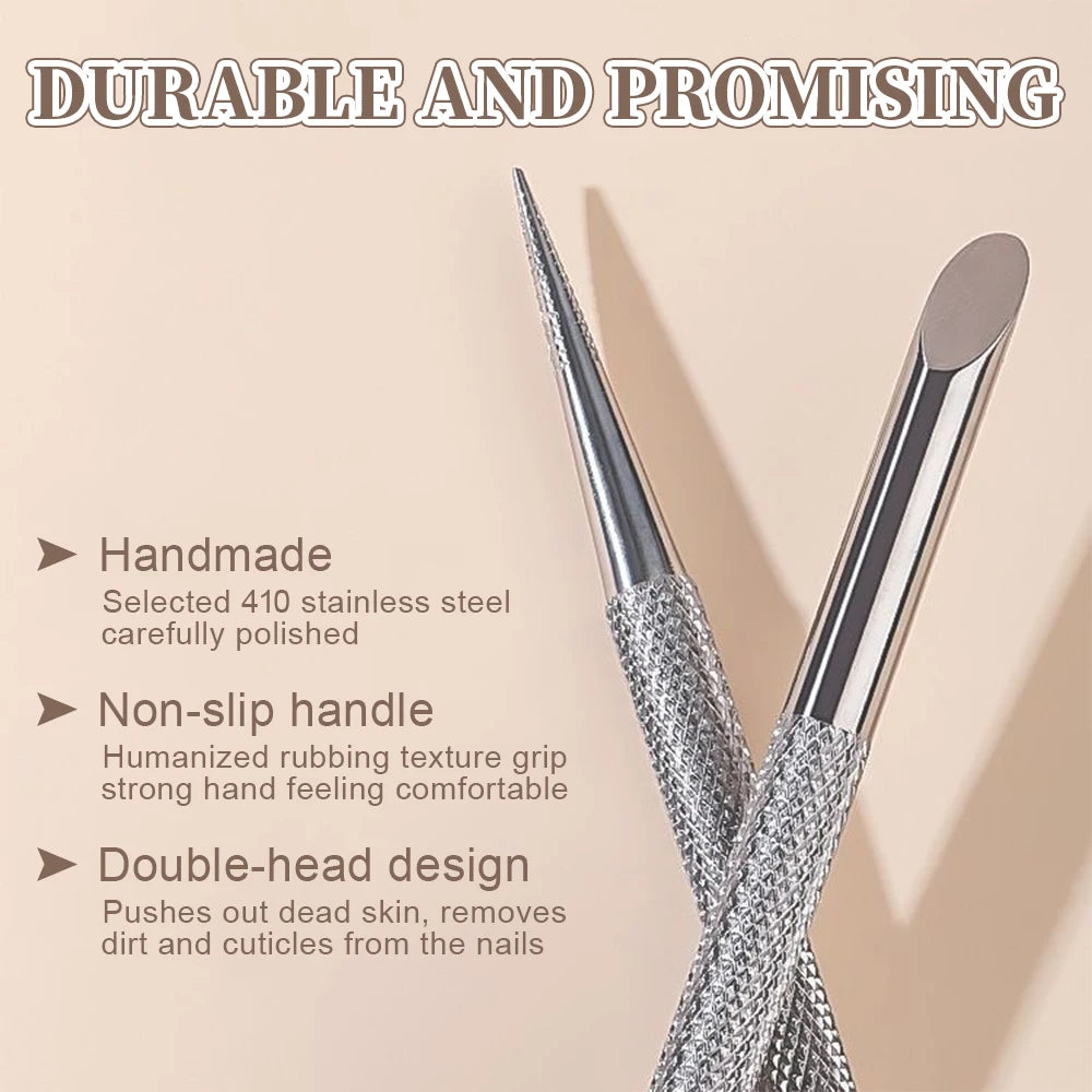 Stainless Steel Nail Cuticle Pusher Tools Dual Ended Cuticle Remover Self-Adhesive 240/180 Grit Sandpaper Sheets Nail Care Replacement for Women Girls