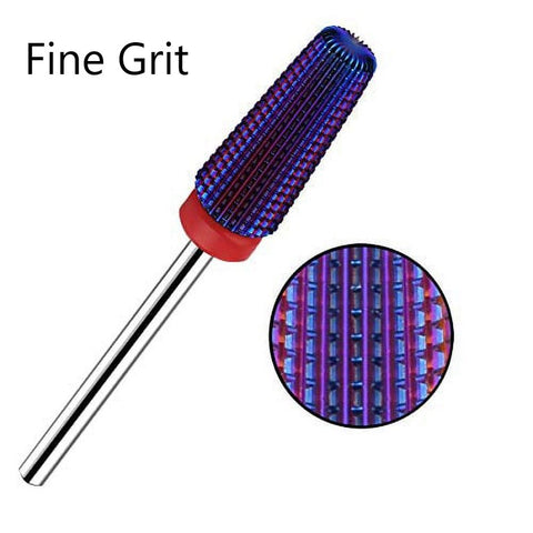 5 in 1 Multi-function Tapered Shape Straight Cut Nail Drill Bit, Use for Both Left and Right Hand, Professional Carbide Tungsten Steel Bits for Remove Acrylic Nail Gel Fast (Middle, Purple)