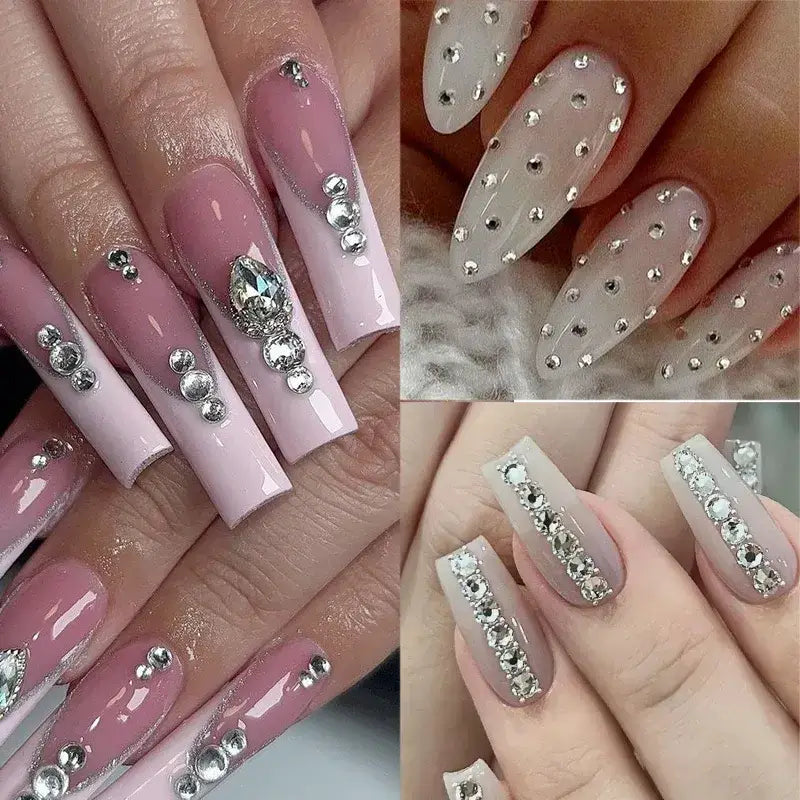 Silver Nail Art Rhinestones Diamond Shaped High Quality Nail Art Stones Give Stunning Look To Your Nails.