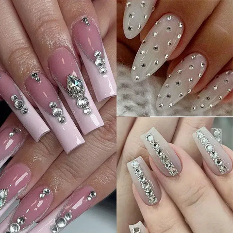 Silver Nail Art Rhinestones Diamond Shaped High Quality Nail Art Stones Give Stunning Look To Your Nails.