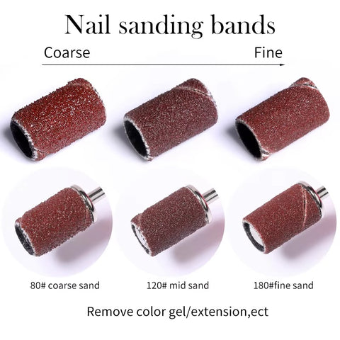 100PCS Nail Art Sanding Bands for Manicure & Pedicure Durable Nail Drill Sanding Bands for Salon and Home Use.