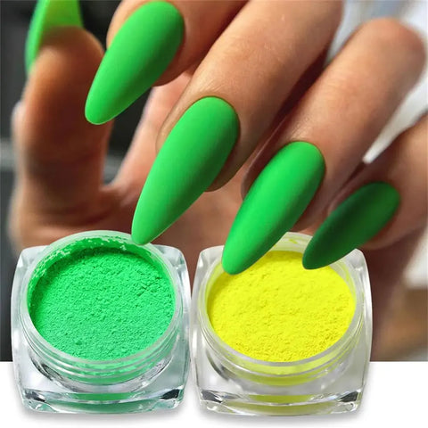 6 Colors Neon Powders For Creating Premium Nails Colorful Nail Pigment For Salon & Home Use.