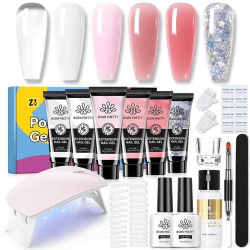 Professional Born Pretty UV Polygel Nail Kit Acrylic Extension Polygel Kit For Salon Quality Manicures At Home.