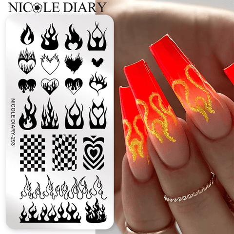 Nicoles Diary Premium Nail Art Stamping Plate Fiery Nail Art Stamping Plate Heat Up Your Manicures At Home.