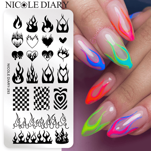 Nicoles Diary Premium Nail Art Stamping Plate Fiery Nail Art Stamping Plate Heat Up Your Manicures At Home.