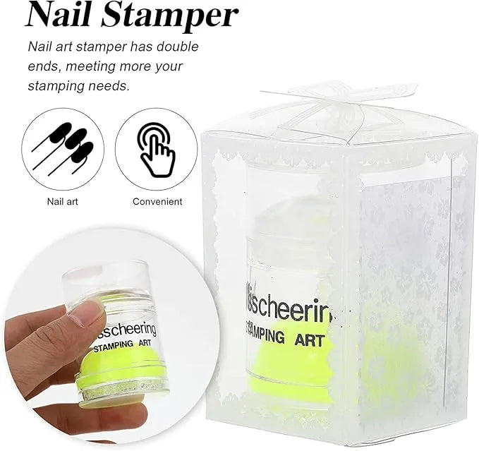 Misscheering Nail Art Stamper Dual Sided Stamper with Scraper for Perfect Creating Stamping Nail Art Designs With Ease.