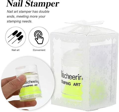 Misscheering Nail Art Stamper Dual Sided Stamper with Scraper for Perfect Creating Stamping Nail Art Designs With Ease.