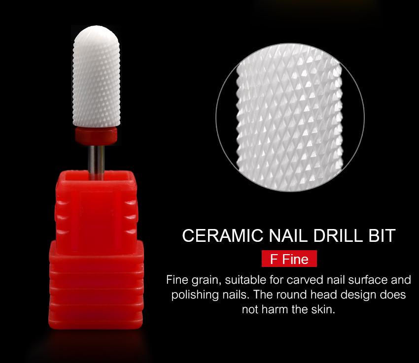 Round Head Ceramic Nail Drill Bits For Electric Nail Drill Manicure Machine Nails Accessories Nail Drill Bit Tool