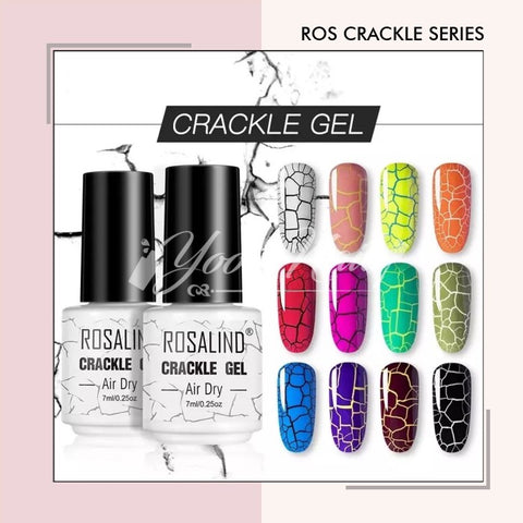 Rosalind Nail Polish Crackle Gel, Colors Gel Nail Polish Cracking Glue Burst Glue Nail Polish Air Dry for Nail Art Design Salon Quality DIY Home 7ML
