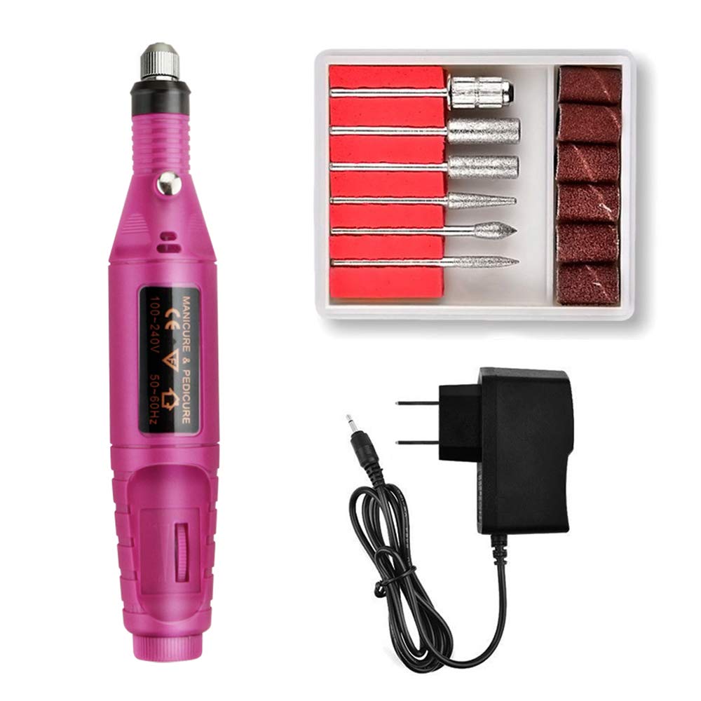 Portable Electric Nail Drill Machine Nail Art Pen Manicure & Pedicure Tool with 6 Nail Drill Bits Kit