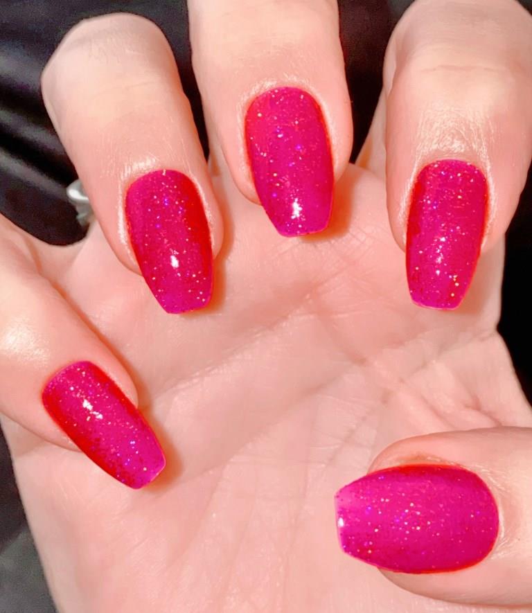 KWEEN Hot Pink Glitter Gel Polish Bright Holographic Gel Nail Polish Iridescent Color Sparkle Nail Gel Sparkly Nails Soak Off UV Gel For Manicure