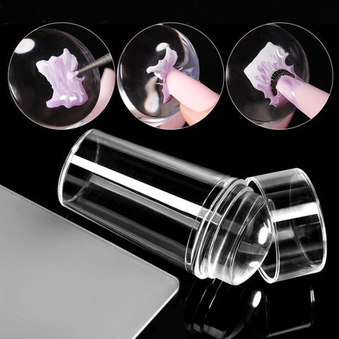 Transparent Nail Stamper with Scraper Jelly Silicone Stamp for French Nails Manicuring Kits Nail Art Stamping Tool