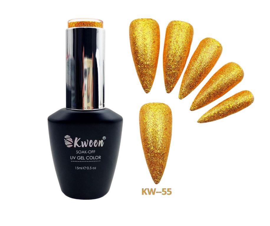 KWEEN Glitter Gel Nail Polish, Gold Diamond Gel Polish Spark Shiny Gel Nail Art Soak Off UV LED Lacquer Gel For Manicure