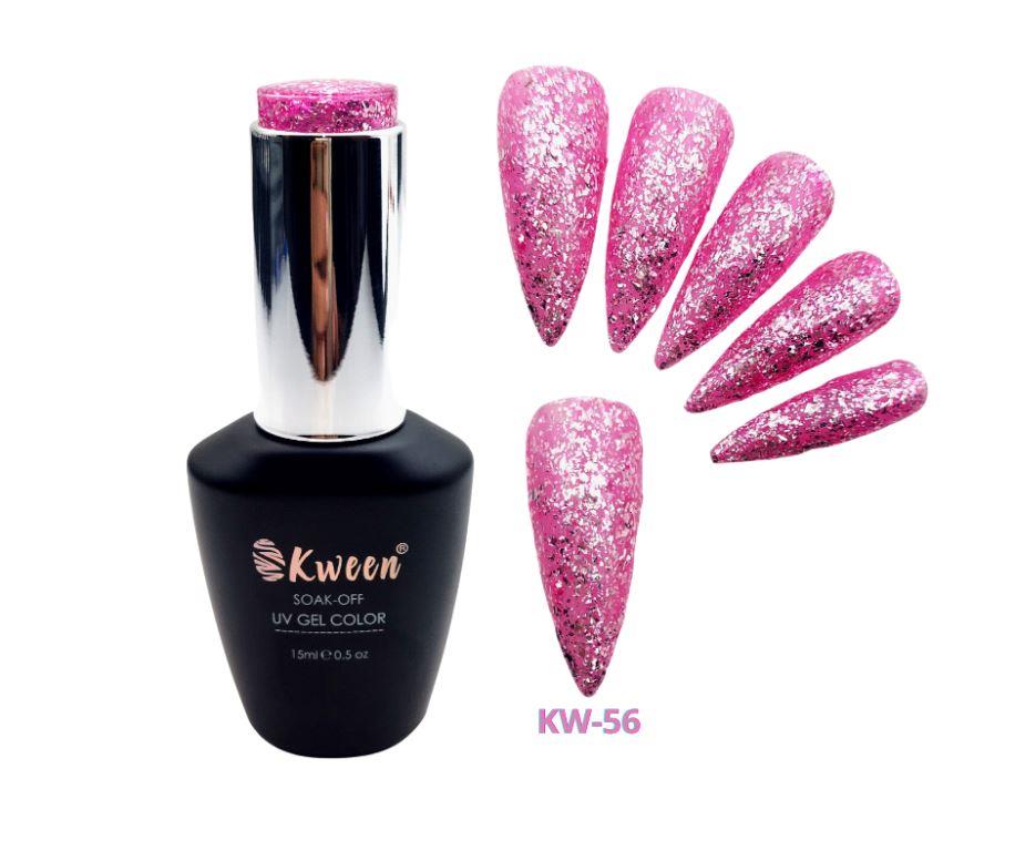 KWEEN Diamond Pink Glitter Gel Nail Polish LED UV Sparkle Nail Gel Polish Color For Nail Art Manicure