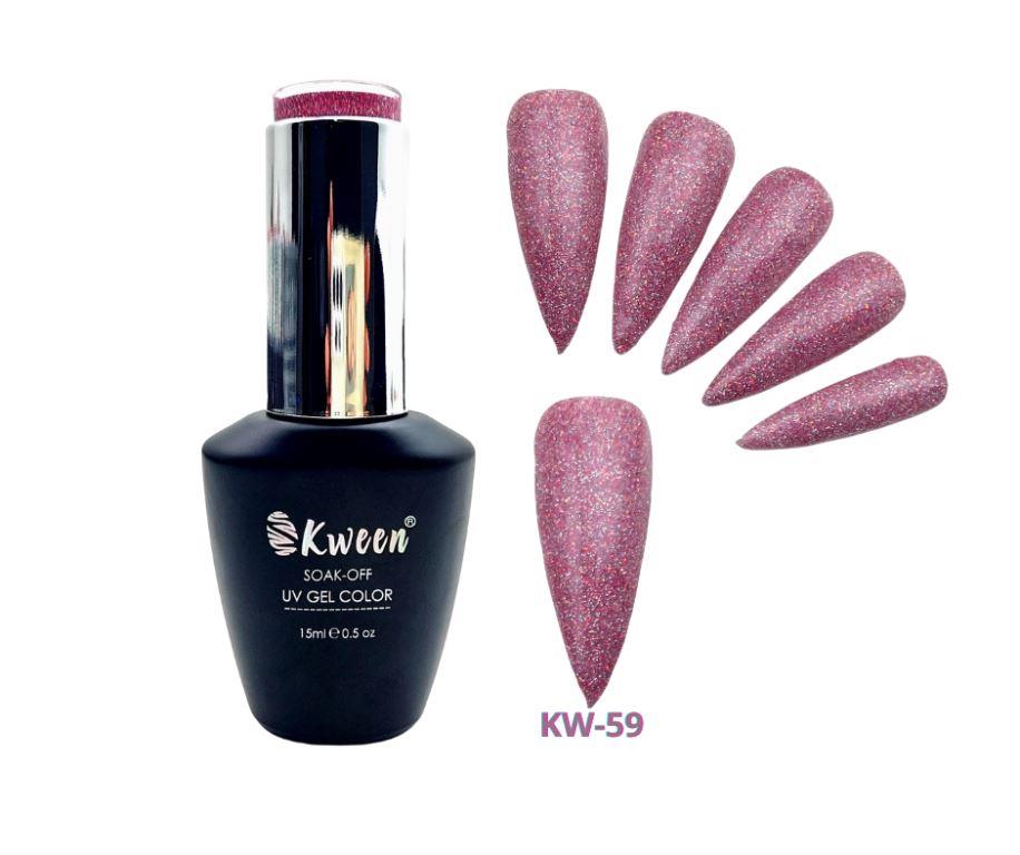 KWEEN Glitter Gel Nail Polish Soak Off UV LED Nail Polish Holographic Sparkle Shiny Pink Diamond Gel Polish for Manicure