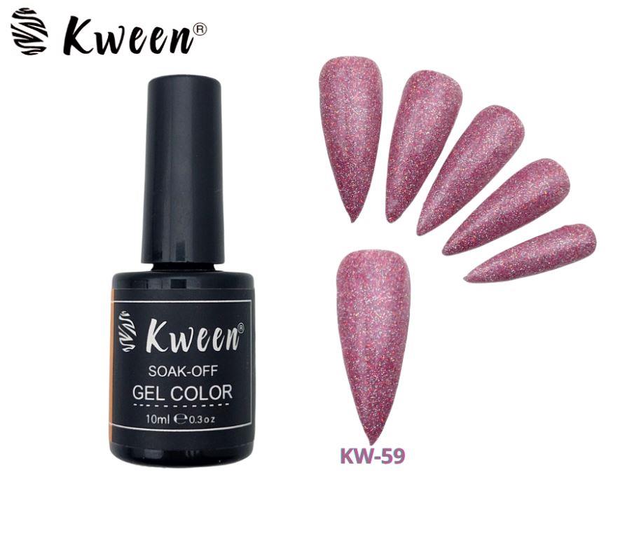 KWEEN Glitter Gel Nail Polish Soak Off UV LED Nail Polish Holographic Sparkle Shiny Pink Diamond Gel Polish for Manicure