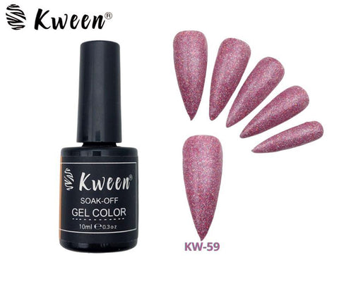 KWEEN Glitter Gel Nail Polish Soak Off UV LED Nail Polish Holographic Sparkle Shiny Pink Diamond Gel Polish for Manicure