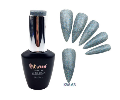 KWEEN Glitter Gel Nail Polish Gray Blue Glitter Soak Off UV LED Nail Polish Holographic Sparkle Shiny Diamond Gel Polish for Manicure