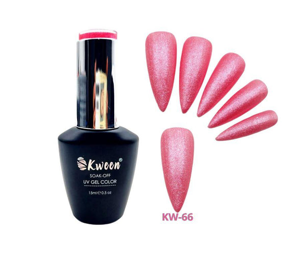 KWEEN Silver Glitter Rose Pink Nail Gel Polish UV LED Varnish Glossy Effect