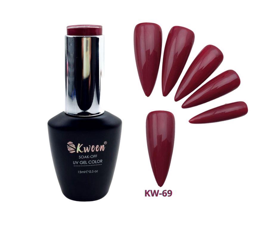 KWEEN Dark Burgundy Gel Nail Polish Color Semi Permanent Soak Off LED UV Gel Nail Polish For Manicure