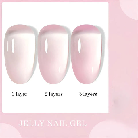 Kween Translucent Sheer Pink Gel Nail Polish LED UV Gel Soak Off Clear Pink French Manicure NailArt Pink Jelly Nail Gel Polish Varnish Curing Requires