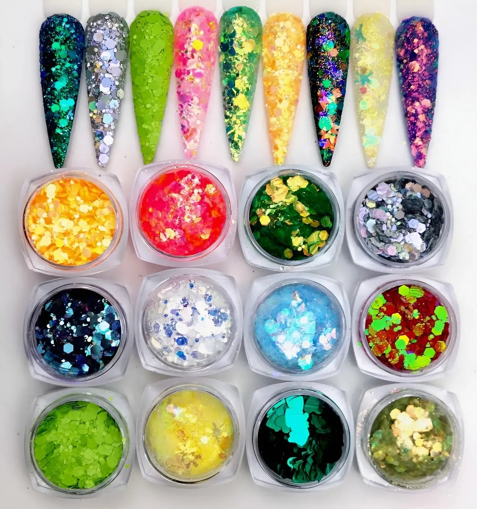 12 Colors Iridescent Bright Neon Chunky Glitter Mix 1set Pink Dust Iridescent Shift Assorted Shape Glitter