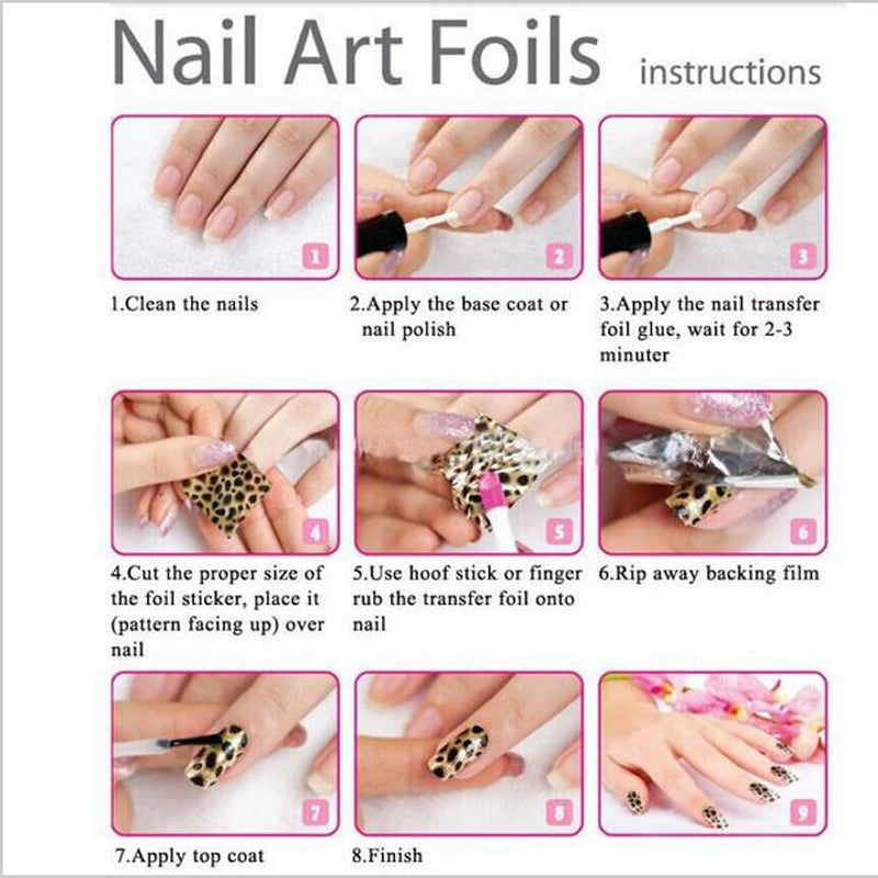 10Pcs Laser Starry Holographic Silver Foil Nail Art Transfer Adhesive Shining Slider Decals Sticker