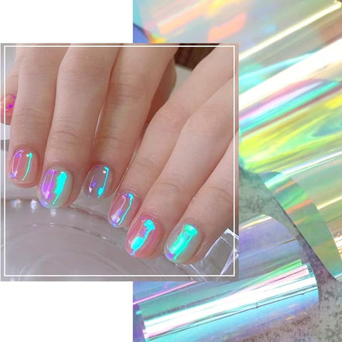 20 PCS Aurora Nail Foil Paper Stickers Broken Glass Paper Nail Decals For Nail Art