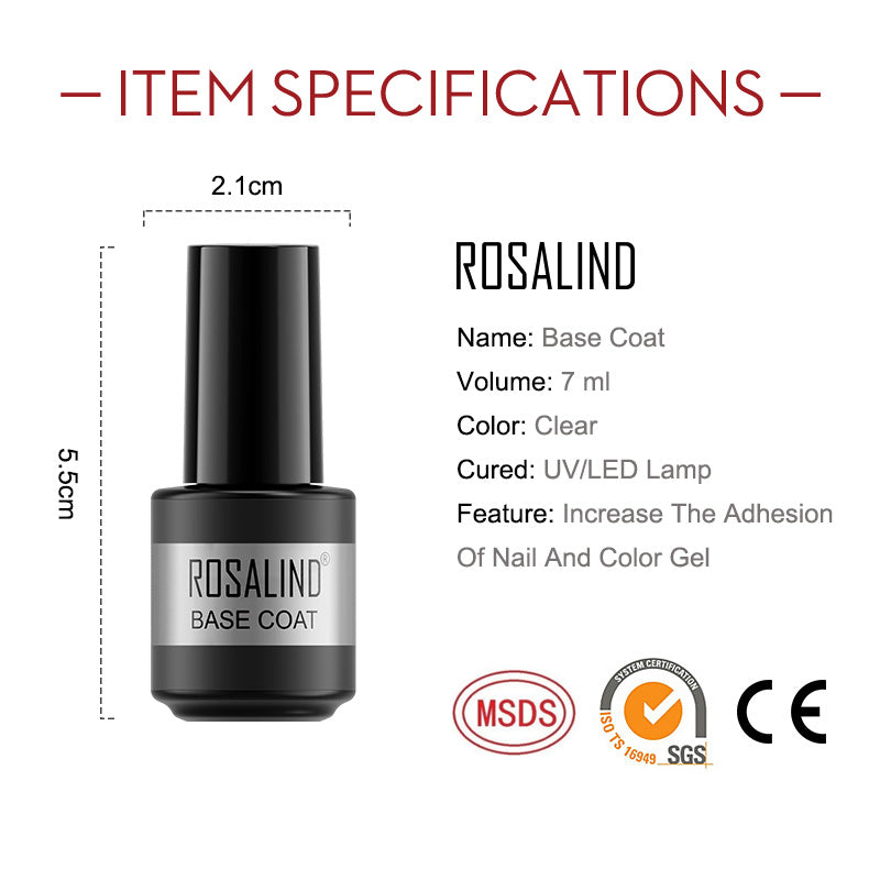 ROSALIND 7ml Base Coat for Gel Polish Hybrid Varnishes Nail Art Healthy Semi Permanent Manicure