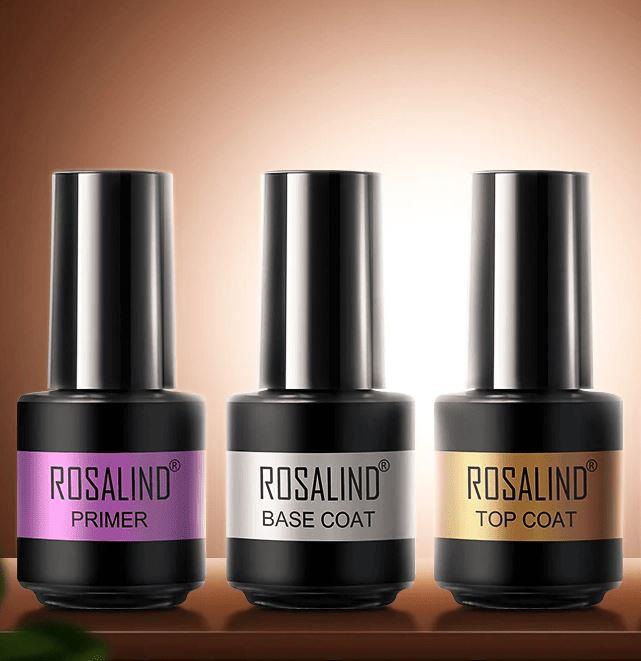 ROSALIND 7ml Set of 3 Base And Top With Primer for Gel Polish Hybrid Varnishes Nail Art Healthy Semi Permanent Manicure