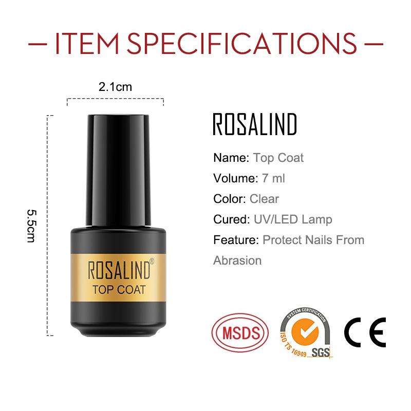 ROSALIND 7ml Set of 3 Base And Top With Primer for Gel Polish Hybrid Varnishes Nail Art Healthy Semi Permanent Manicure