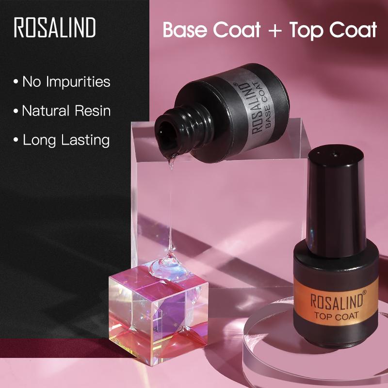 ROSALIND 7ml Set of 3 Base And Top With Primer for Gel Polish Hybrid Varnishes Nail Art Healthy Semi Permanent Manicure