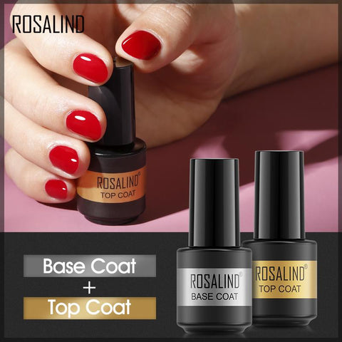 ROSALIND 7ml Set of 3 Base And Top With Primer for Gel Polish Hybrid Varnishes Nail Art Healthy Semi Permanent Manicure