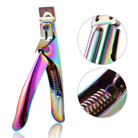 Professional Acrylic Nail Clipper False Nails Cutter Fake Nail Clippers Nail Tip Trimmer for Artificial Nail Art Manicure Tools Clip Tool (Rainbow)