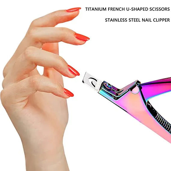 Professional Acrylic Nail Clipper False Nails Cutter Fake Nail Clippers Nail Tip Trimmer for Artificial Nail Art Manicure Tools Clip Tool (Rainbow)