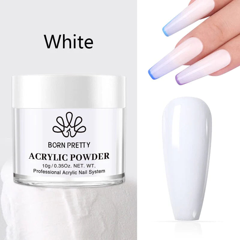 BORN PRETTY Acrylic Powder 10g(1oz) Clear White Pink Acrylic Powder set 0f 3  for Nail Extension and Nail Carving