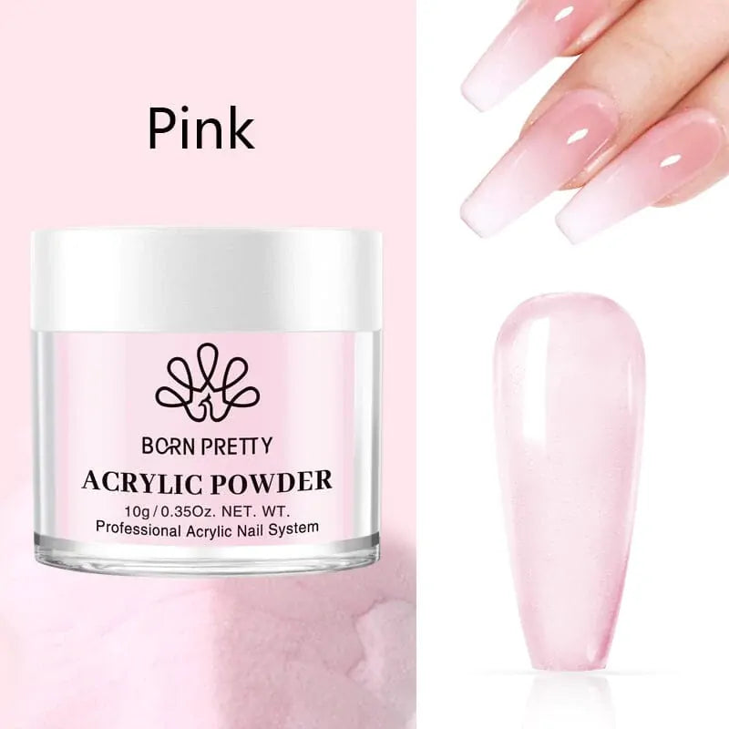 BORN PRETTY Acrylic Powder 10g(1oz) Clear White Pink Acrylic Powder set 0f 3  for Nail Extension and Nail Carving