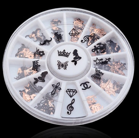 1pc Wheel Mix Butterfly Snowflake Flowers Thin Metallic Nail Art Sequins Decals DIY