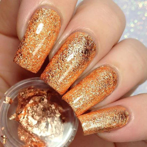 Set of 3 pots gold, silver, copper nails decorative flakes  imitation gold flakes stickers for DIY nail art, Nail art decoration Accessories