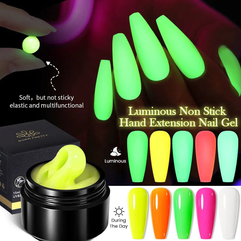 BORN PRETTY 15ml Glow in Dark Luminous Non Stick Hand Extension Nail Gel Luminous Nail Art Manicure Extension Nail Gel Polish UV Gel Extend