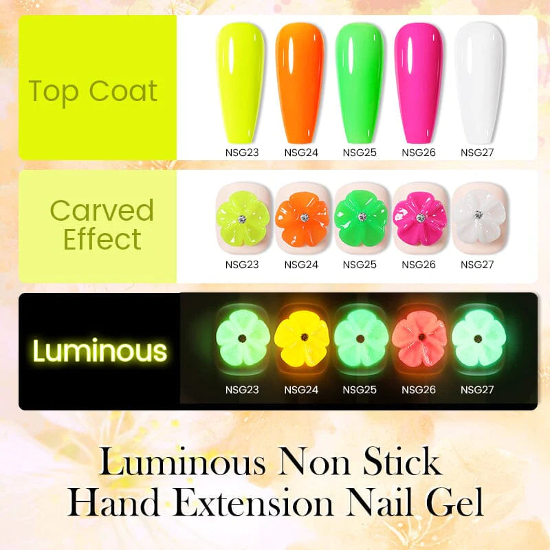 BORN PRETTY 15ml Glow in Dark Luminous Non Stick Hand Extension Nail Gel Luminous Nail Art Manicure Extension Nail Gel Polish UV Gel Extend