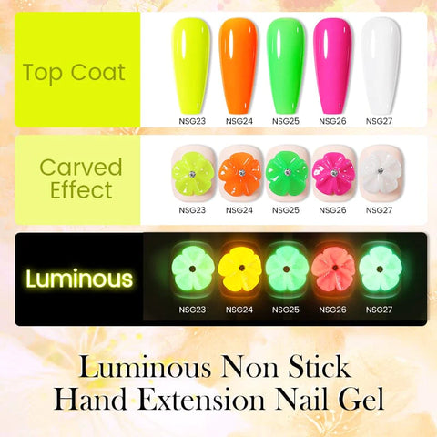 BORN PRETTY 15ml Glow in Dark Luminous Non Stick Hand Extension Nail Gel Luminous Nail Art Manicure Extension Nail Gel Polish UV Gel Extend