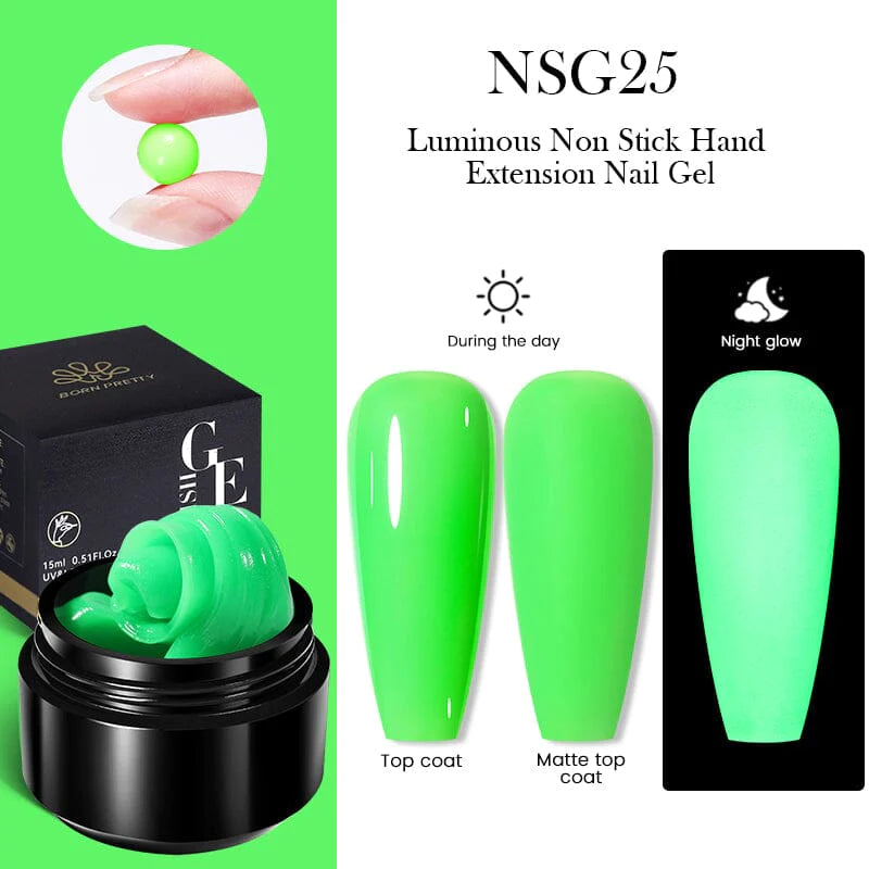 BORN PRETTY 15ml Glow in Dark Luminous Non Stick Hand Extension Nail Gel Luminous Nail Art Manicure Extension Nail Gel Polish UV Gel Extend