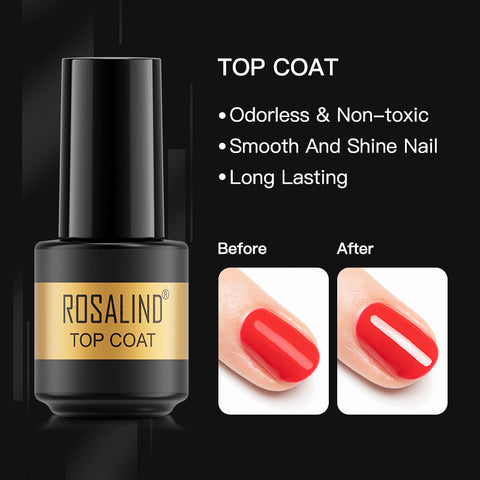 ROSALIND 7ml Top Coat for Gel Polish Hybrid Varnishes Nail Art Healthy Semi Permanent Manicure