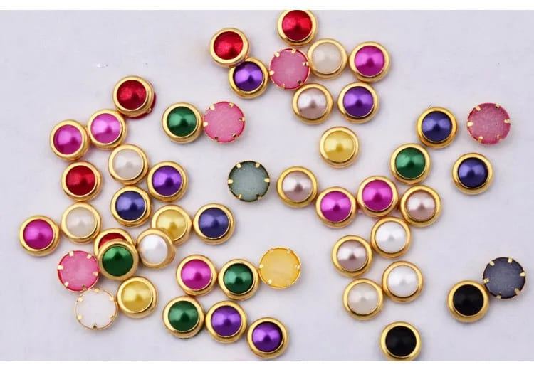 3d Nail Art Pearl Rhinestones Nail Decoration Wheel Multi color charms for manicure