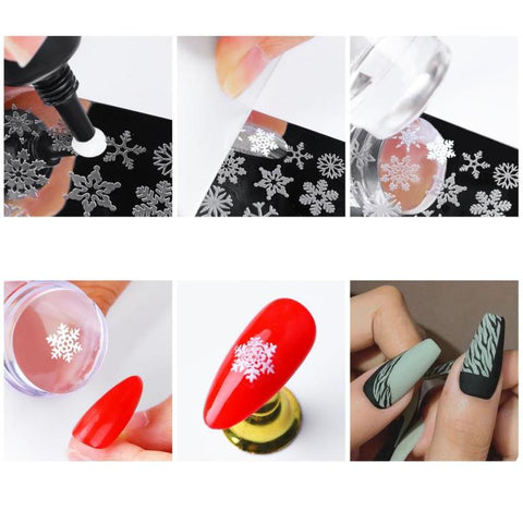 Transparent Nail Stamper with Scraper Jelly Silicone Stamp for French Nails Manicuring Kits Nail Art Stamping Tool