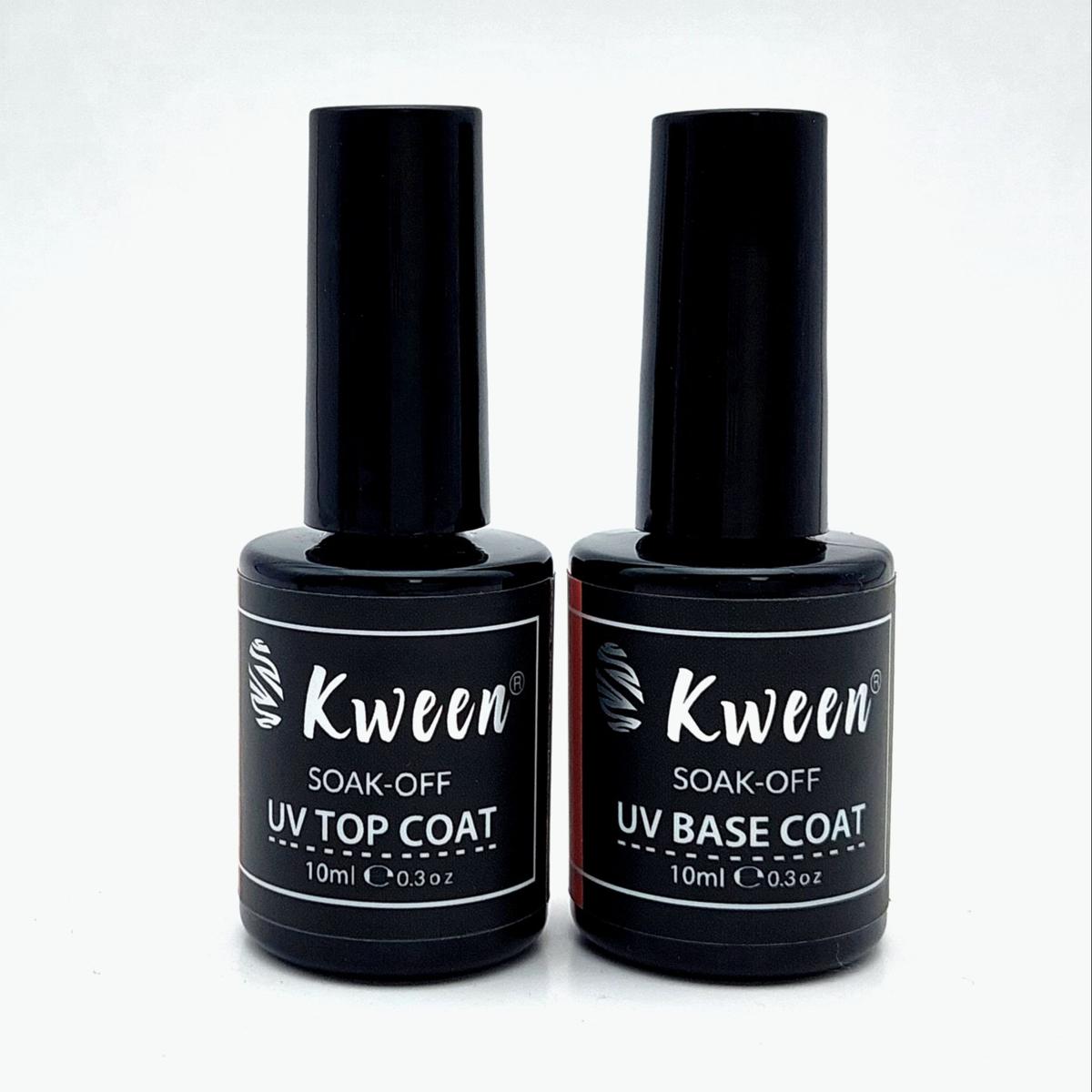 KWEEN Set Of 2 Base Coat and Top Coat 10ml Gel Nail Polish Transparent Soak Off Nail Primer Base Semi Permanent Gel Varnish For Nail Art